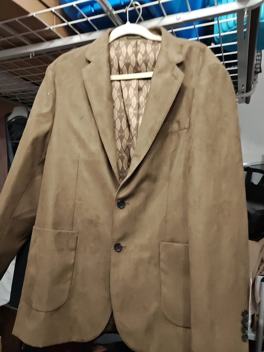 Men's Tan Suede-Style Blazer Sport Coat